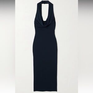 NWT Magda Butrym Navy Stretch Jersey Halterneck Midi Dress